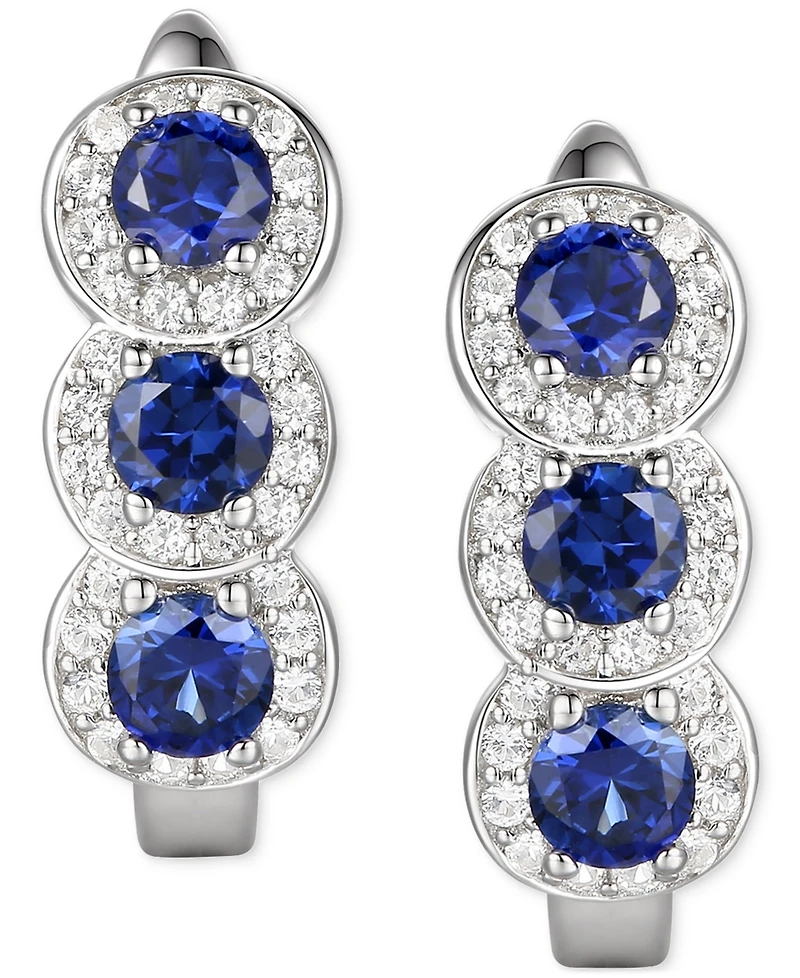 Lab-Grown Opal (1/4 ct. t.w.) & White Sapphire Triple Halo Leverback Earrings 14k Rose Gold-Plated Sterling Silver (Also i