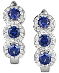 Lab-Grown Opal (1/4 ct. t.w.) & White Sapphire Triple Halo Leverback Earrings 14k Rose Gold-Plated Sterling Silver (Also i