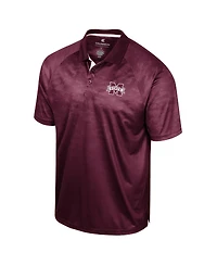 Men's Colosseum Maroon Mississippi State Bulldogs Honeycomb Raglan Polo Shirt