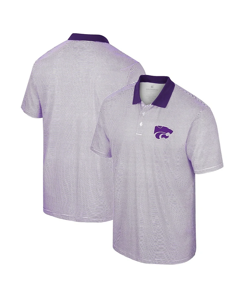 Men's Colosseum White, Purple Kansas State Wildcats Print Stripe Polo Shirt