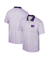 Men's Colosseum White, Purple Kansas State Wildcats Print Stripe Polo Shirt