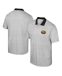 Men's Colosseum White Iowa Hawkeyes Print Stripe Polo Shirt