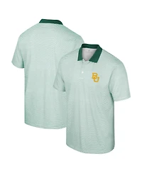 Men's Colosseum White, Green Baylor Bears Print Stripe Polo Shirt