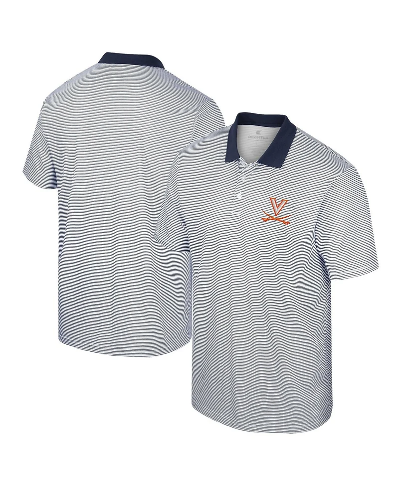 Men's Colosseum White, Navy Virginia Cavaliers Print Stripe Polo Shirt