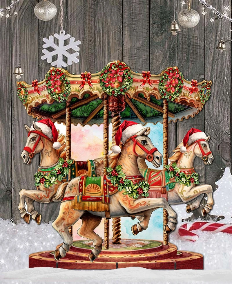 Designocracy Christmas Carousel 32" Christmas Outdoor Yard Decor G. DeBrekht