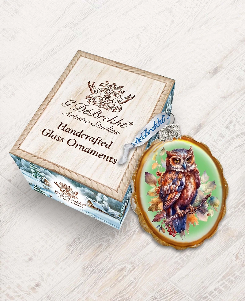 Designocracy Owl Keepsake Holiday Mercury Glass Ornaments G. DeBrekht