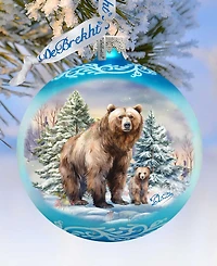 Designocracy A Love for All Seasons - Grizzly Bears Ball Holiday Glass Ornaments G. DeBrekht