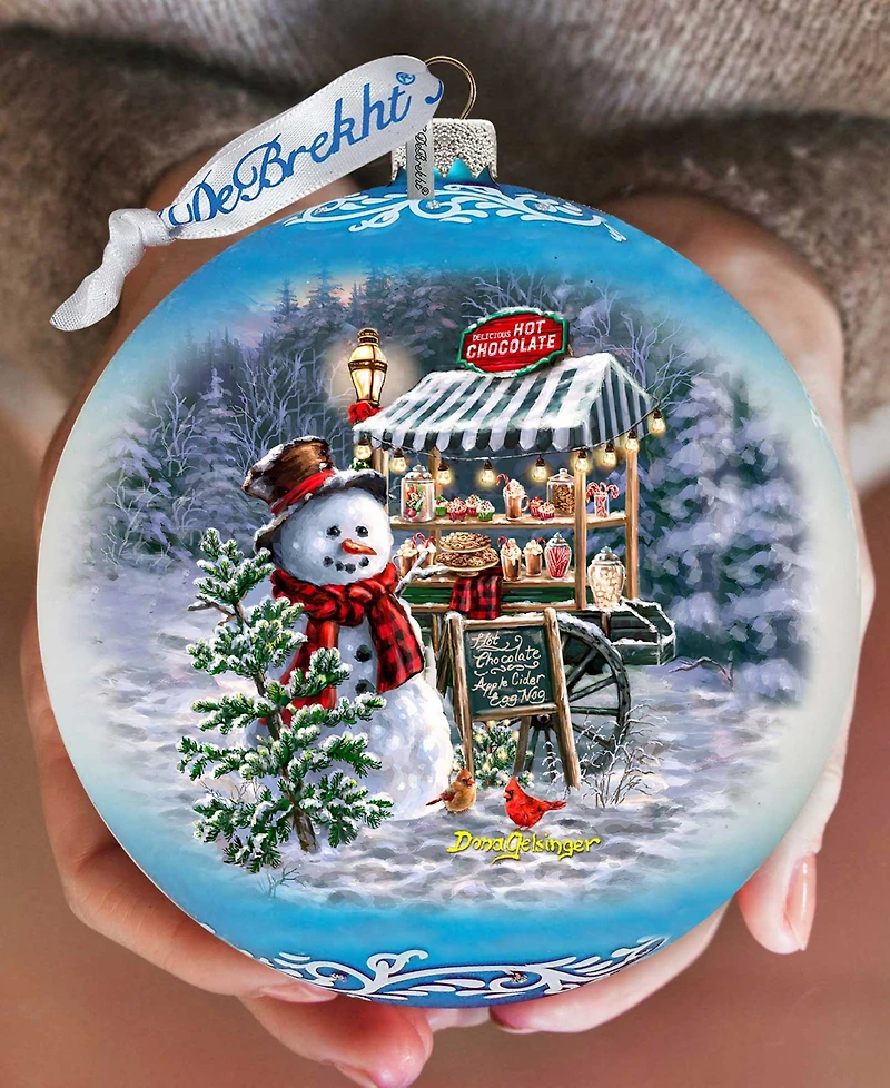 Designocracy Hot Cocoa Magic - Frosty Fun Lg Holiday Glass Collectible Ornament D. Gelsinger