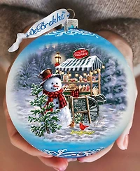Designocracy Hot Cocoa Magic - Frosty Fun Lg Holiday Glass Collectible Ornament D. Gelsinger