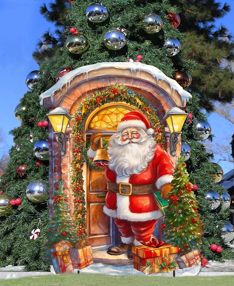 Designocracy Knocking the Door Santa 32" Christmas Outdoor Lawn Decor G. DeBrekht