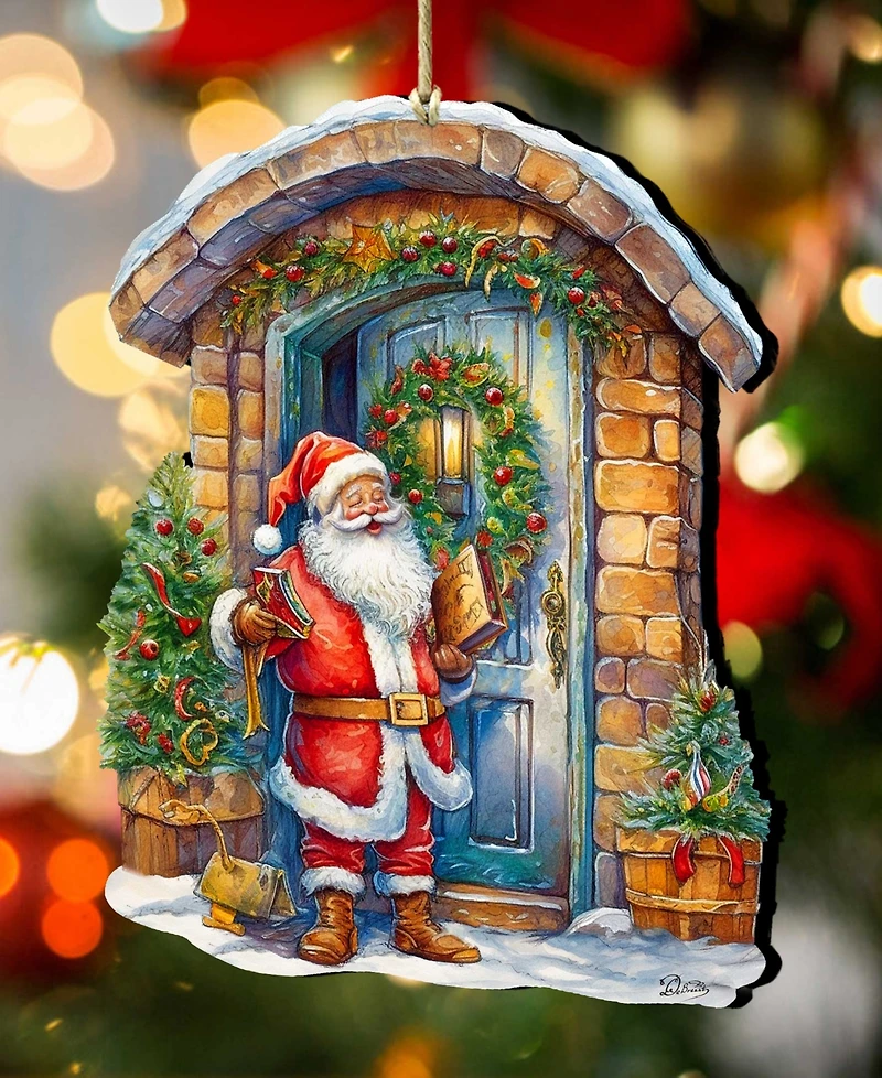 Designocracy Joyful Moments at the Doorstep Christmas Wooden Ornaments G. DeBrekht