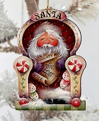 Designocracy Santa Checking his List Christmas Wooden Ornaments Holiday Decor J. Mills-Price