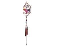 33" Long Butterfly Copper and Gem Wind Chime with Candle Holder