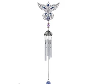 21" Long Blue Angel Pewter and Gem Wind Chime