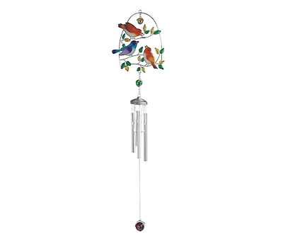 30" Long Bird Suncatcher Copper and Gem Wind Chime