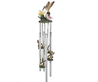 23" Long Hummingbird with Flower Round Top Wind Chime