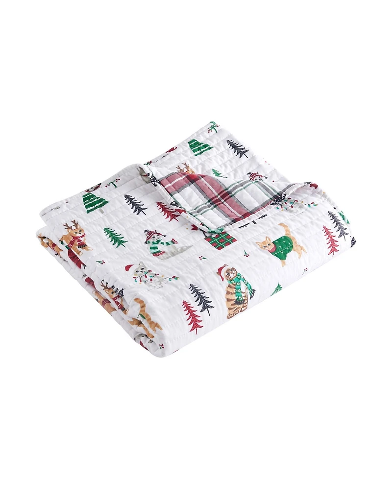 Levtex Meowy Christmas Quilted Throw, 50" x 60"