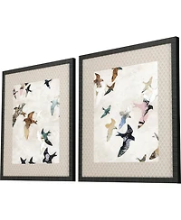 Abstract Birds Framed Art, Set of 2