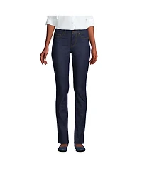 Lands' End Petite Recover Mid Rise Straight Leg Blue Jeans