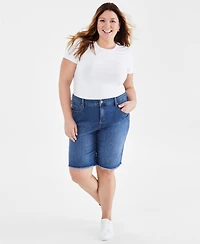 Style & Co Plus Size Denim Raw-Edge Bermuda Shorts, Created for Macy's