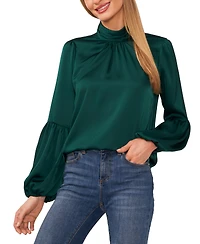 CeCe Women's Blouson-Sleeve Mock-Neck Blouse