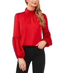 CeCe Women's Blouson-Sleeve Mock-Neck Blouse