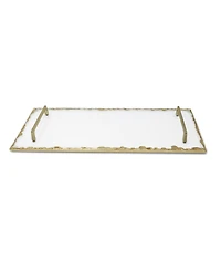 Glass Tray with Gold-Tone Rim and Handles
