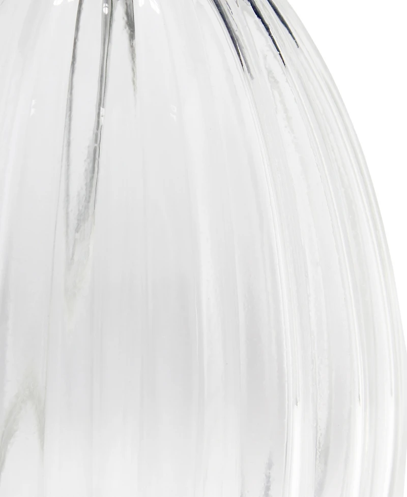 All The Rages 17.63" Contemporary Fluted Glass Bedside Table Lamp with Gray Fabric Shade