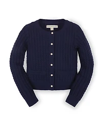Hope & Henry Baby Girls Organic Long Sleeve Classic Cable Cardigan Sweater