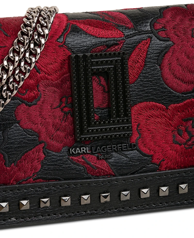 Karl Lagerfeld Paris Lafayette Tapestry Leather Wallet on a Chain