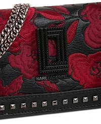 Karl Lagerfeld Paris Lafayette Tapestry Leather Wallet on a Chain
