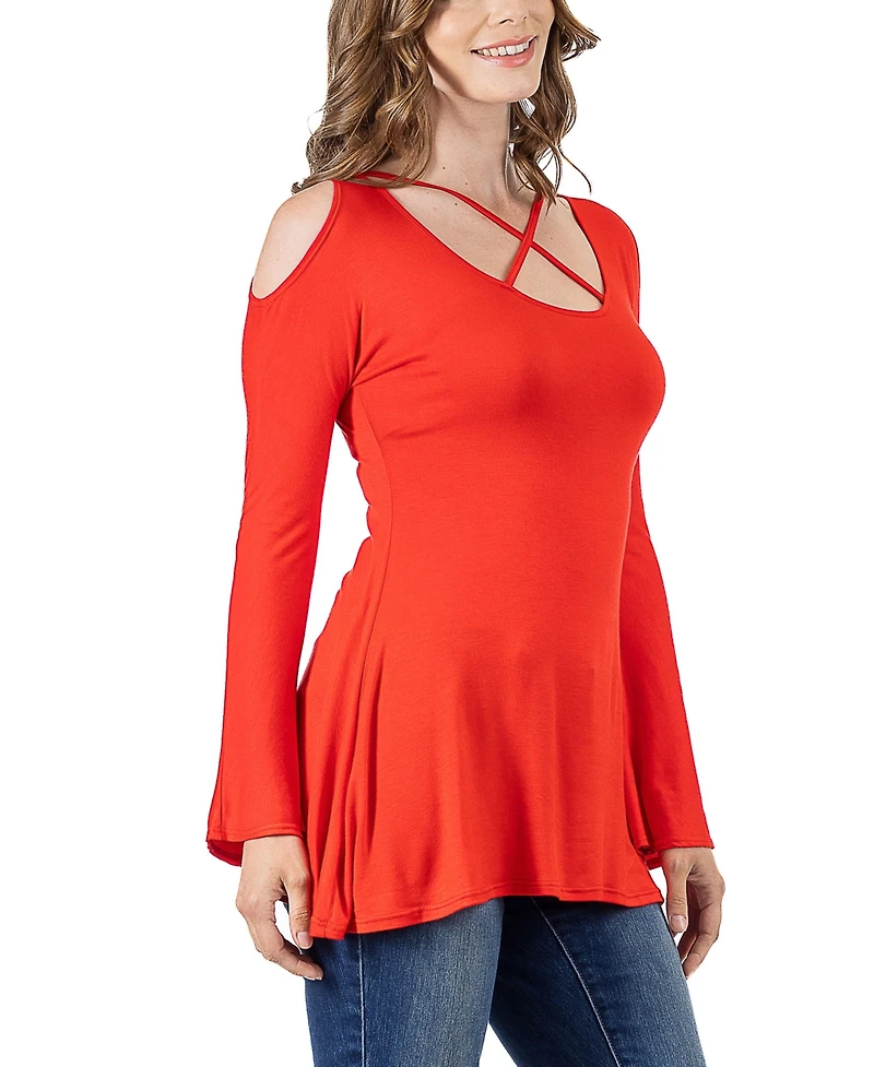 24seven Comfort Apparel Women's Criss Cross Long Sleeve Top