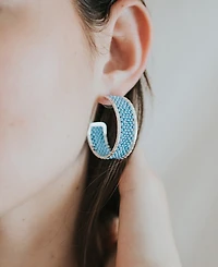 Matr Boomie Rajiyah Beaded Hoop Earrings - Silver, Turquoise