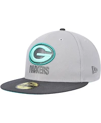 Men's New Era Gray, Graphite Green Bay Packers Aqua Pop 59FIFTY Fitted Hat