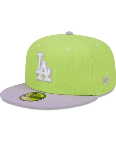 Men's New Era Neon Green, Lavender Los Angeles Dodgers Spring Color Two-Tone 59FIFTY Fitted Hat