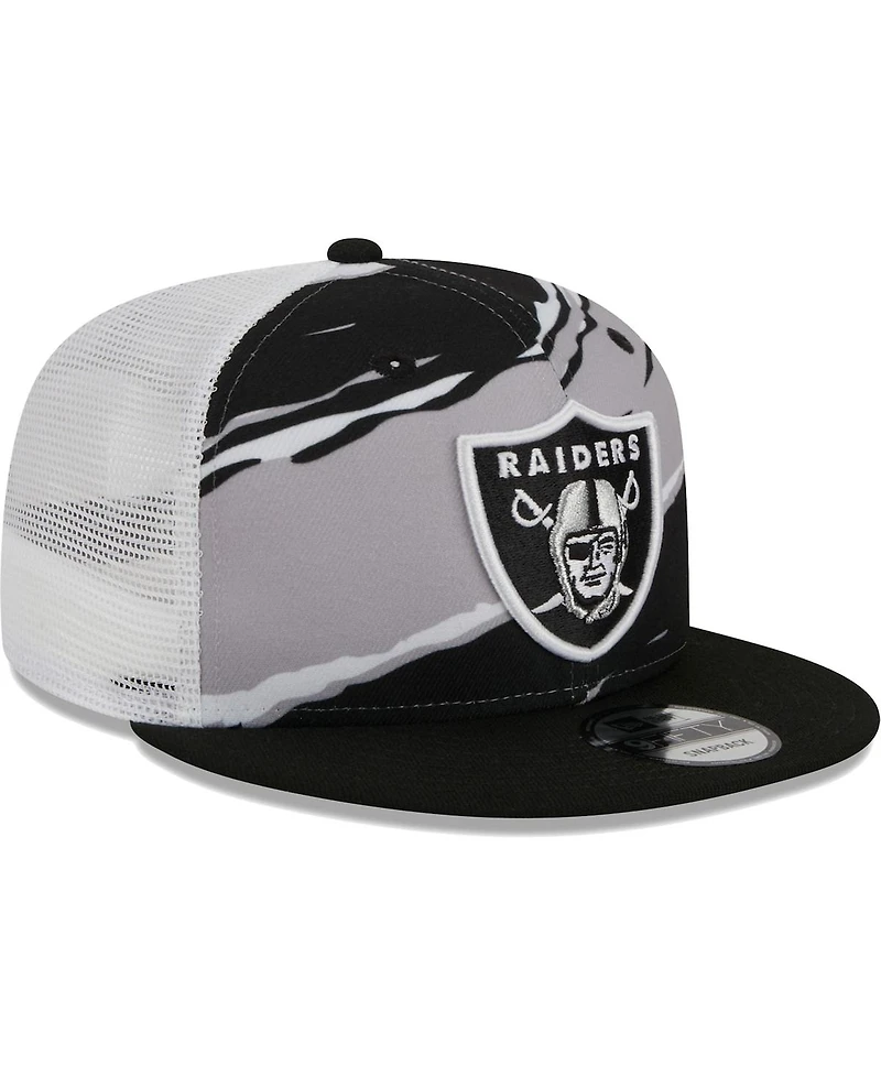 Men's New Era Black Las Vegas Raiders Tear Trucker 9FIFTY Snapback Hat