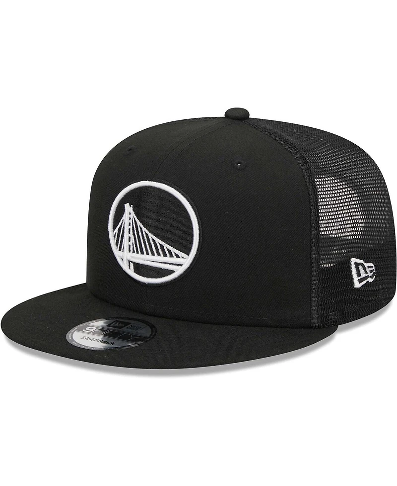 Men's New Era Black Golden State Warriors Evergreen 9FIFTY Trucker Snapback Hat
