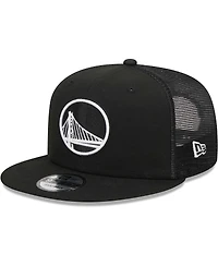 Men's New Era Black Golden State Warriors Evergreen 9FIFTY Trucker Snapback Hat