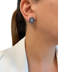 Le Vian Denim Ombre (1-1/2 ct. t.w.) & Nude Diamond (1/10 ct. t.w.) Flower Stud Earrings in 14k White Gold