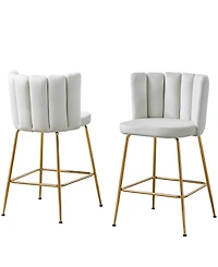 Best Master Furniture Elegante 37" Velvet Counter Height Stools, Set of 2