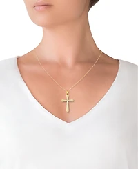 Crystal Cross 18" Pendant Necklace in 10k Gold