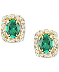 Lab-Grown Sapphire (3/8 ct. t.w.) & White (1/8 Oval Halo Stud Earrings Sterling Silver (Also Additional Gemstones)