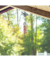 22" Long Blue Butterfly Wind Chime with Copper Gem