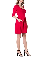 24seven Comfort Apparel Women's Three Quarter Sleeve Mini Dress