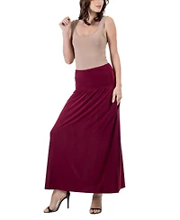 24seven Comfort Apparel Women's Foldover with Pockets Maxi Skirt