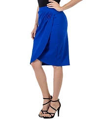 24seven Comfort Apparel Women's Elastic Waist Knee Length Pencil Skirt