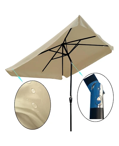 Streamdale Furniture 10' x 6.5' Patio Umbrella with Crank and Button