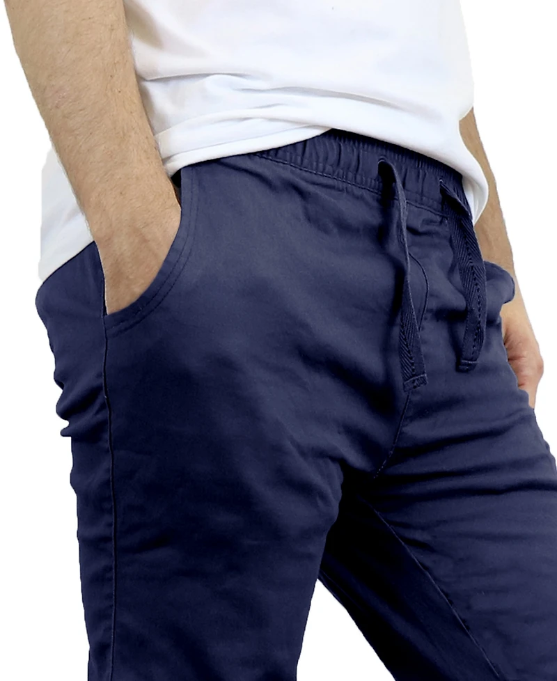 Galaxy By Harvic Men's Slim Fit Basic Stretch Twill Joggers, Pack of 3