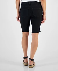 Style & Co Petite Raw-Edge Denim Bermuda Shorts, Created for Macy's