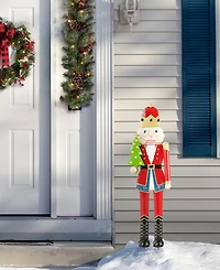 Glitzhome 43.25" H Metal Christmas Nutcracker Yard Stake or Standing Decor or Hanging Decor